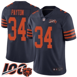 Youth Chicago Bears 34 Walter Payton Limited Navy Blue Rush Vapor Untouchable 100th Season Football Jersey