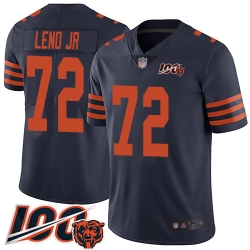 Youth Chicago Bears 72 Charles Leno Limited Navy Blue Rush Vapor Untouchable 100th Season Football Jersey 