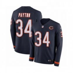 Youth Nike Chicago Bears 34 Walter Payton Limited Navy Blue Therma Long Sleeve NFL Jersey