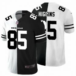 Cincinnati Bengals 85 Tee Higgins Men Black V White Peace Split Nike Vapor Untouchable Limited NFL Jersey