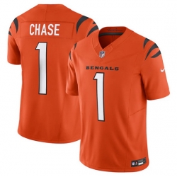 Men Cincinnati Bengals 1 Ja 27Marr Chase Orange 2023 F U S E  Vapor Untouchable Limited Stitched Jersey