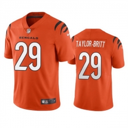Men Cincinnati Bengals 29 Cam Taylor Britt Orange Vapor Limited Stitched Football Jersey