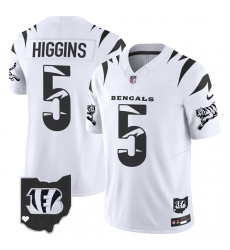 Men Cincinnati Bengals 5 Tee Higgins White F U S E  Special Vapor Untouchable Limited Stitched Football Jersey