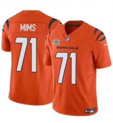 Men Cincinnati Bengals 71 Amarius Mims Orange 2024 With Dradt Patch F U S E Vapor Untouchable Limited Stitched Jersey