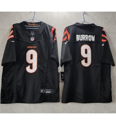 Men Cincinnati Bengals 9 Joe Burrow Black 2023 F U S E  Vapor Untouchable Limited Stitched Jersey