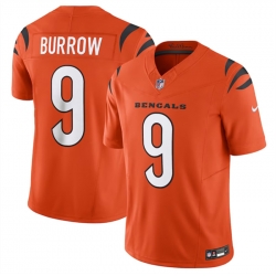 Men Cincinnati Bengals 9 Joe Burrow Orange 2023 F U S E  Vapor Untouchable Limited Stitched Jersey