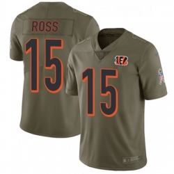 Mens Nike Cincinnati Bengals 15 John Ross Limited Olive 2017 Salute to Service NFL Jersey