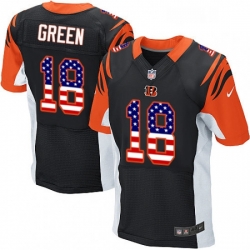 Mens Nike Cincinnati Bengals 18 AJ Green Elite Black Home USA Flag Fashion NFL Jersey