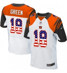 Mens Nike Cincinnati Bengals 18 AJ Green Elite White Road USA Flag Fashion NFL Jersey