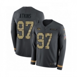 Mens Nike Cincinnati Bengals 97 Geno Atkins Limited Black Salute to Service Therma Long Sleeve NFL Jersey