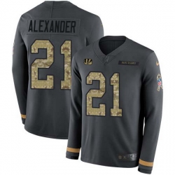 Nike Bengals 21 Mackensie Alexander Anthracite Salute to Service Men Stitched NFL Limited Therma Long Sleeve Jersey