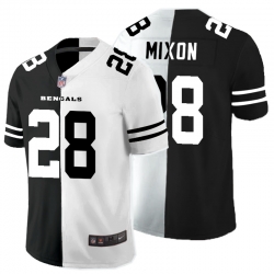 Nike Bengals 28 Joe Mixon Black And White Split Vapor Untouchable Limited Jersey