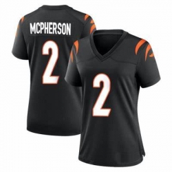 Women Cincinnati Bengals #2 Evan McPherson 2021 Black Vapor Limited Stitched NFL Jersey