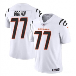 Youth Cincinnati Bengals 77 Trent Brown White Vapor Untouchable Limited Stitched Jersey