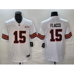 Men Cleveland Browns 15 Joe Flacco White 1946 Collection Vapor Untouchable Limited Stitched Jersey