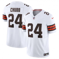 Men Cleveland Browns 24 Nick Chubb White 2023 F U S E  Vapor Untouchable Limited Stitched Jersey