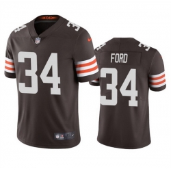 Men Cleveland Browns 34 Jerome Ford Brown Vapor Stitched Game Jersey