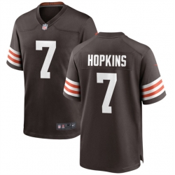 Men Cleveland Browns 7 Dustin Hopkins Brown Stitched Game Football Jersey