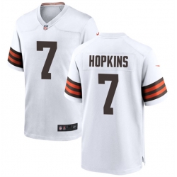 Men Cleveland Browns 7 Dustin Hopkins White Stitched Game Football Jersey