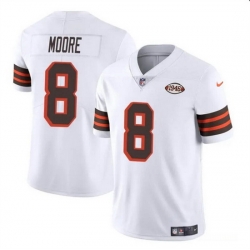 Men Cleveland Browns 8 Elijah Moore White 1946 Collection Vapor Limited Stitched Football Jersey