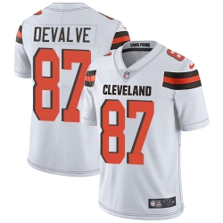 Men Nike Browns #87 Seth DeValve White Stitched NFL Vapor Untouchable Limited Jersey