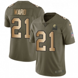 Mens Nike Cleveland Browns 21 Denzel Ward Limited Olive Gold 2017 Salute to Service NFL Jersey