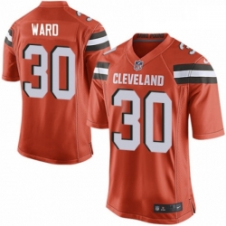Mens Nike Cleveland Browns 30 Denzel Ward Game Orange Alternate NFL Jersey