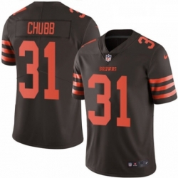 Mens Nike Cleveland Browns 31 Nick Chubb Elite Brown Rush Vapor Untouchable NFL Jersey