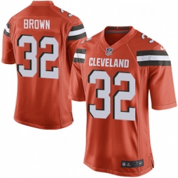 Mens Nike Cleveland Browns 32 Jim Brown Game Orange Alternate NFL Jersey