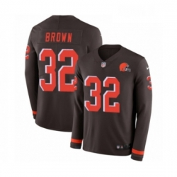 Mens Nike Cleveland Browns 32 Jim Brown Limited Brown Therma Long Sleeve NFL Jersey