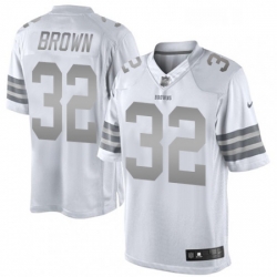 Mens Nike Cleveland Browns 32 Jim Brown Limited White Platinum NFL Jersey