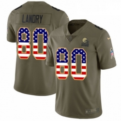 Mens Nike Cleveland Browns 80 Jarvis Landry Limited OliveUSA Flag 2017 Salute to Service NFL Jersey