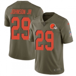 Nike Browns #29 Duke Johnson Jr Olive Mens Stitched NFL Limited 2017 Salute To Service Jersey