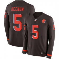 Nike Browns 5 Case Keenum Brown Team Color Men Stitched NFL Limited Therma Long Sleeve Jersey