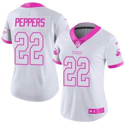 Nike Browns #22 Jabrill Peppers White Pink Womens Stitched NFL Limited Rush Fashion Jersey