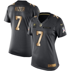 Nike Browns #7 DeShone Kizer Black Womens Stitched NFL Limited Gold Salute to Service Jersey