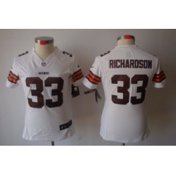 Women Nike Cleveland Browns 33# Trent Richardson White[Women's NIKE LIMITED Jersey]