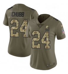 Womens Nike Cleveland Browns 24 Nick Chubb Limited Olive Camo 2017 Salute to Service NFL Jersey