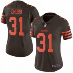 Womens Nike Cleveland Browns 31 Nick Chubb Limited Brown Rush Vapor Untouchable NFL Jersey