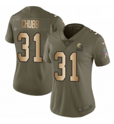 Womens Nike Cleveland Browns 31 Nick Chubb Limited OliveGold 2017 Salute to Service NFL Jersey