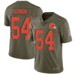 Browns 54 Olivier Vernon Olive Youth Stitched Football Limited 2017 Salute to Service Jersey