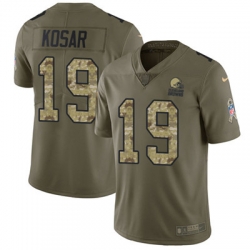 Youth Nike Browns #19 Bernie Kosar Olive Camo Stitched NFL Limited 2017 Salute to Service Jersey