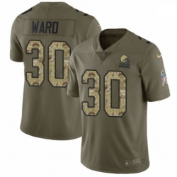 Youth Nike Cleveland Browns 30 Denzel Ward Limited OliveCamo 2017 Salute to Service NFL Jersey