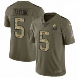 Youth Nike Cleveland Browns 5 Tyrod Taylor Limited OliveCamo 2017 Salute to Service NFL Jersey