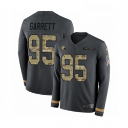 Youth Nike Cleveland Browns 95 Myles Garrett Limited Black Salute to Service Therma Long Sleeve NFL Jersey