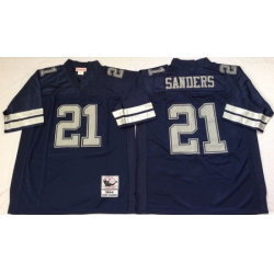 Cowboys 21 Deion Sanders Blue Throwback Jersey