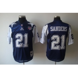 Dallas Cowboys 21 Deion Sanders blue Throwback 75th