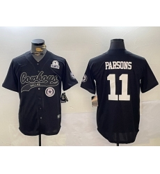 Men Dallas Cowboys 11 Micah Parsons Black With Patch Cool Base Stitched Baseball Jersey 6