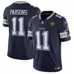 Men Dallas Cowboys 11 Micah Parsons Navy 2023 F U S E  With John Madden Patch Vapor Limited Stitched Football Jersey