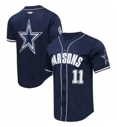 Men Dallas Cowboys 11 Micah Parsons Navy Pro Standard Mesh Button Up Stitched Baseball Jersey